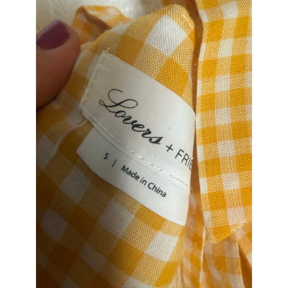 Lovers + Friends Revolve Bowie Yellow Gingham Print Tie Back Crop Top Size Small - Picture 9 of 9